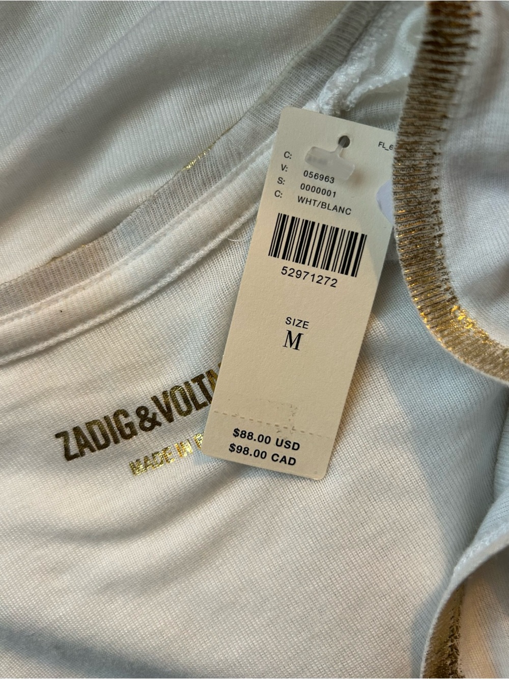 Zadig & Voltaire Scoop-Neck Golden-Foil wrapped Tank - Picture 9 of 11